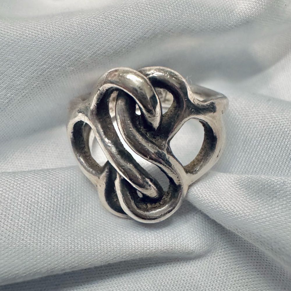 Vintage Handmade Solid heavy 925 Sterling Silver Knotted Statement Ring